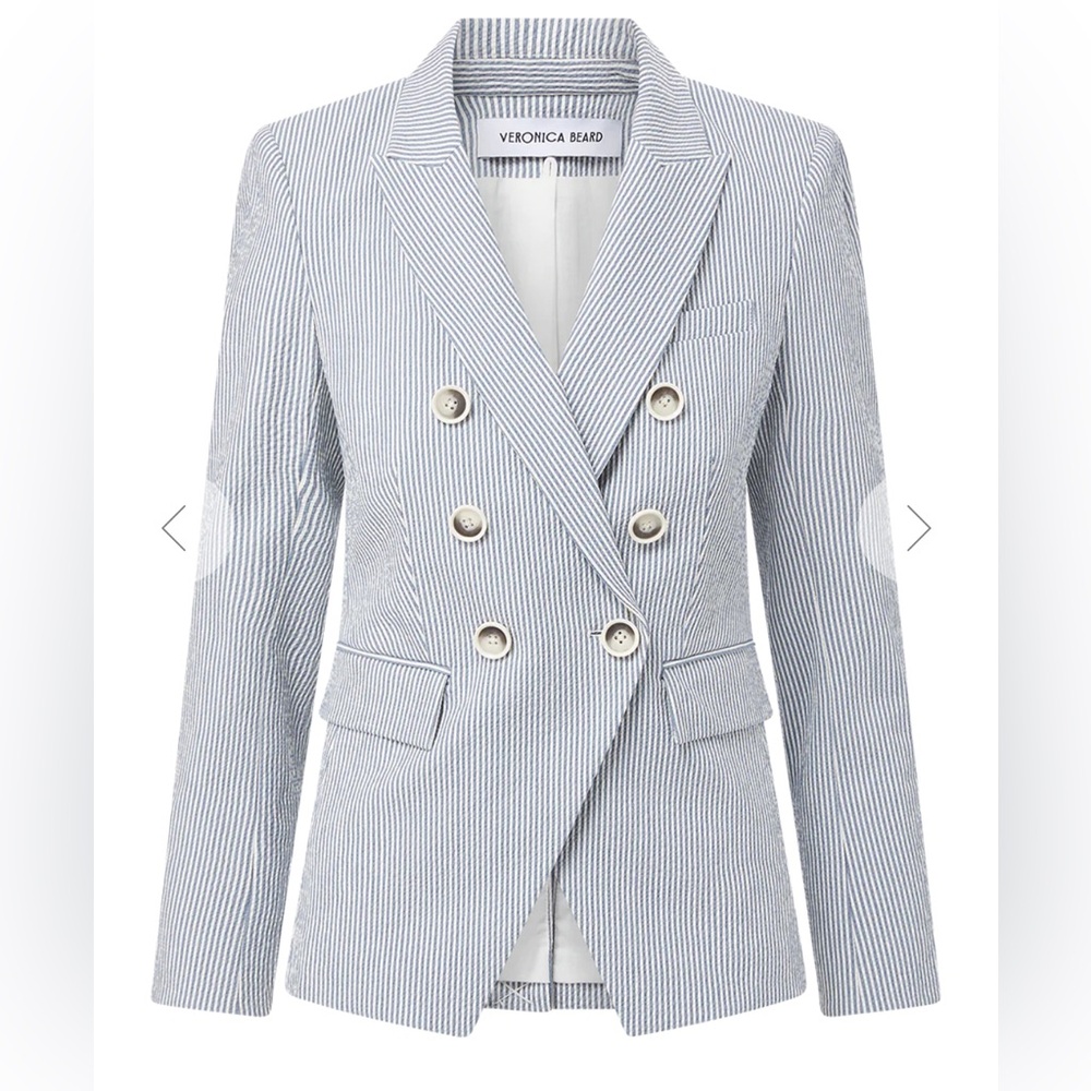 Veronica Beard Dickey miller Gray and white stripe jacket sz 14